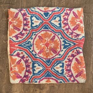 18 x 18 Colorful Geometric Patterned Wool Pillow Cover